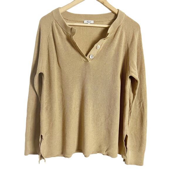 Rails Piper Tan Long Sleeve Cashmere Blend Henley Sweater Size Large - Picture 6 of 15